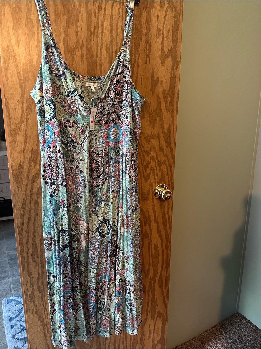 Womens Mint Paisley Strapped Dress - Picture 3 of 3